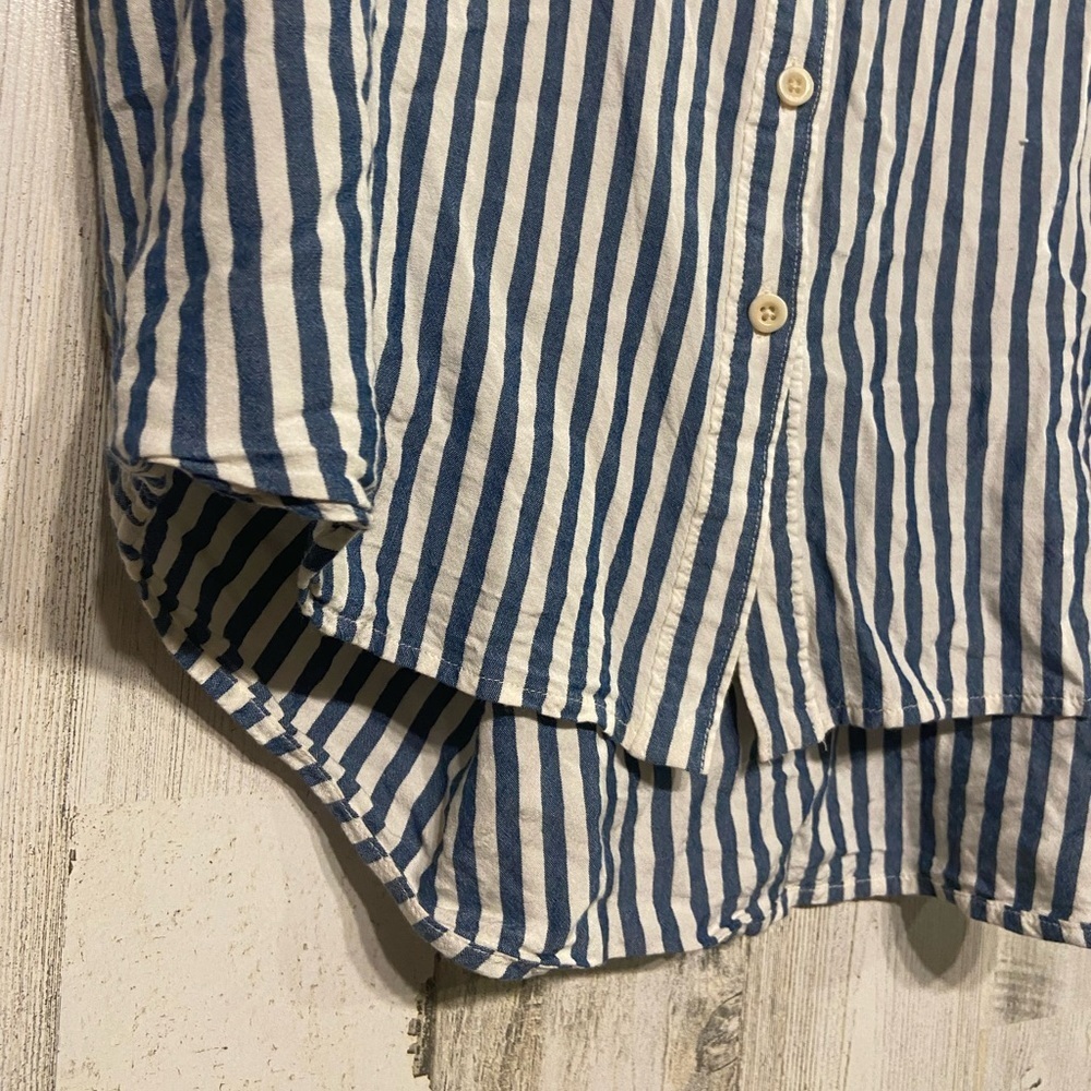 Madewell Courier Pleat Back Blue White Striped Button Down Shirt XS - Picture 4 of 7